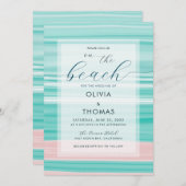 Invitation Calligraphie moderne simple Aqua Pink Ocean Mariag (Devant / Derrière)