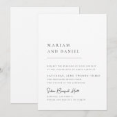 Invitation Calligraphie Moderne Simple Écriture Mariage Blanc (Devant / Derrière)