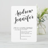 Invitation CALLIGRAPHIE MODERNE simple mariage noir blanc (Debout devant)