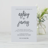 Invitation Calligraphie moderne simple Pastel Mariage bleu (Debout devant)
