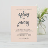 Invitation Calligraphie moderne simple Peach Dust Pink Mariag (Debout devant)