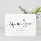 Invitation Calligraphie moderne Sip and See Baby Meet and Gre (Debout devant)