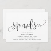 Invitation Calligraphie moderne Sip and See Baby Meet and Gre (Devant / Derrière)