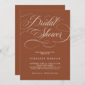 Invitation Calligraphie moderne terracotta Boho Fête des mari (Devant / Derrière)