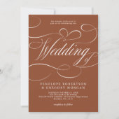 Invitation Calligraphie moderne terracotta QR code mariage (Devant)