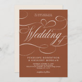 Invitation Calligraphie moderne terracotta QR code mariage (Devant / Derrière)