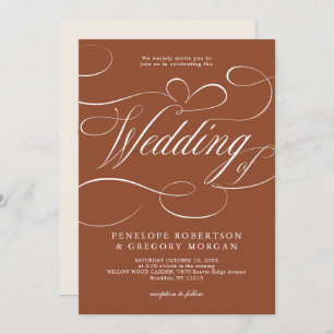 Invitation Calligraphie moderne terracotta QR code mariage