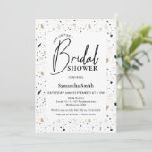 Invitation Calligraphie moderne Terrazzo Fête des mariées (Debout devant)