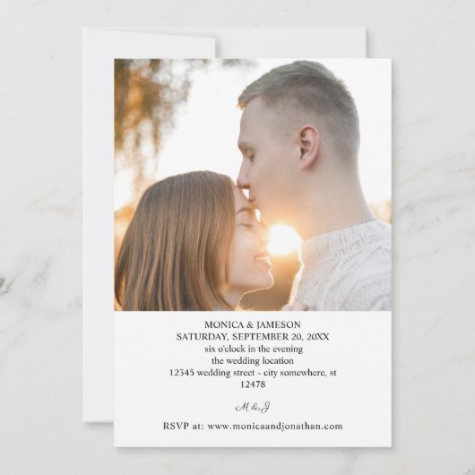 Invitation Calligraphie moderne V2 Mariage photo (Dos)