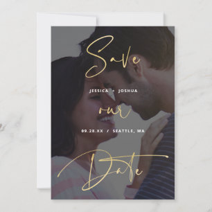 Invitation Calligraphie moderne Vellum Look Photo Enregistrer