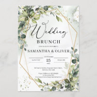Calligraphie moderne verdure or brunch mariage