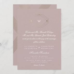 Invitation Calligraphie Monogramme Or Mariage de muscade de l