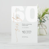 Invitation Calligraphie Neutre Or Élégante Anniversaire (Debout devant)