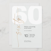 Invitation Calligraphie Neutre Or Élégante Anniversaire (Devant / Derrière)