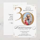 Invitation Calligraphie Noces de Perle (30 ans de mariage) en (Devant / Derrière)