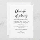 Invitation Calligraphie noir & blanc Changement de plans (Devant / Derrière)