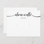 Invitation Calligraphie noir blanc grand écran d'oreille (Devant / Derrière)