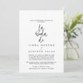 Invitation Calligraphie noir blanc La Boda de Mariage (Debout devant)