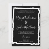 Invitation Calligraphie noir blanc moderne simple mariage (Devant)