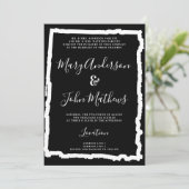 Invitation Calligraphie noir blanc moderne simple mariage (Debout devant)