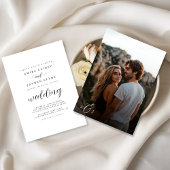 Invitation Calligraphie noir blanc rustique Boho Mariage phot