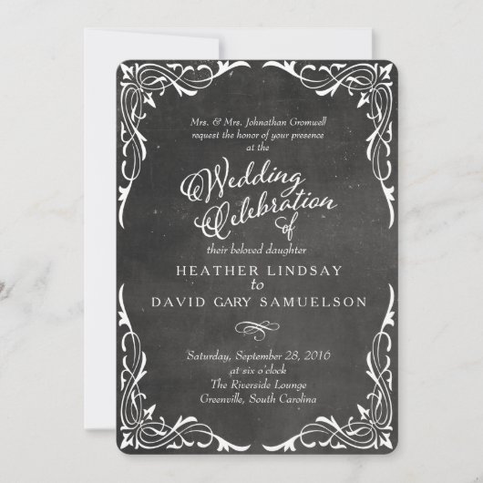 Invitation Calligraphie noir et blanc (Devant)