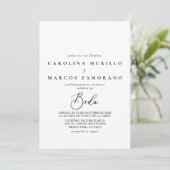 Invitation Calligraphie noir et blanc Boda Mariage (Debout devant)