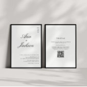Invitation Calligraphie noir et blanc Mariage de code QR mode