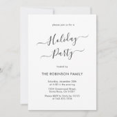 Invitation Calligraphie noir et blanc minimum Fête de vacance (Devant)