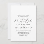 Invitation Calligraphie noir et blanc Nuestra Boda (Devant)