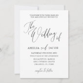 Invitation Calligraphie noir et blanc simple Mariage de code (Devant)