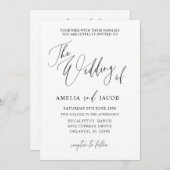 Invitation Calligraphie noir et blanc simple Mariage de code (Devant / Derrière)