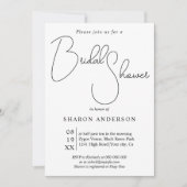 Invitation Calligraphie noir whimsical code Qr douche nuptial (Devant)