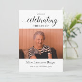 Invitation Calligraphie noire Célébration de la vie Photo (Debout devant)