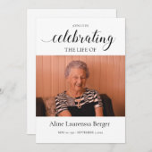 Invitation Calligraphie noire Célébration de la vie Photo (Devant / Derrière)
