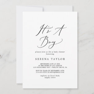 Invitation Calligraphie noire délicate C'est un Baby shower g