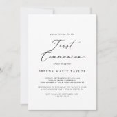 Invitation Calligraphie noire délicate Première communion (Devant)