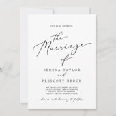 Invitation Calligraphie noire délicate Tout en un mariage (Devant)