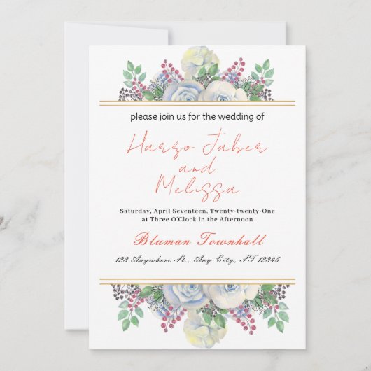 Invitation Calligraphie noire délicate tout en un Mariage Inv (Devant)
