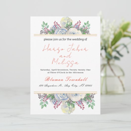 Invitation Calligraphie noire délicate tout en un Mariage Inv (Debout devant)