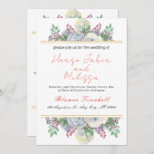 Invitation Calligraphie noire délicate tout en un Mariage Inv (Devant / Derrière)