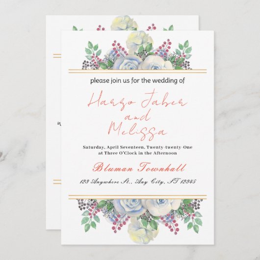 Invitation Calligraphie noire délicate tout en un Mariage Inv (Devant / Derrière)