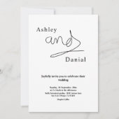 Invitation Calligraphie Noire Et Blanc Simple Mariage Élégant (Devant)