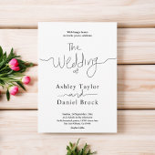 Invitation Calligraphie Noire Et Blanc Simple Mariage Élégant