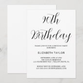 Invitation Calligraphie noire intemporelle 90e anniversaire (Devant / Derrière)