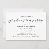 Invitation Calligraphie noire moderne Fête de graduation phot (Devant)