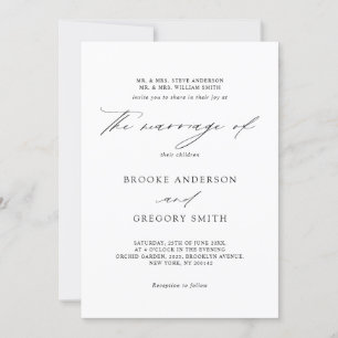 Invitation Calligraphie noire moderne Simple minimaliste Mari