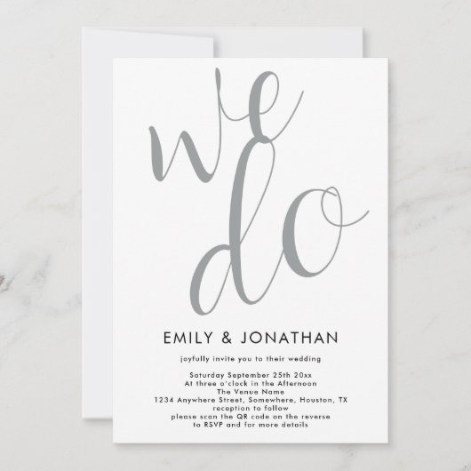 Invitation Calligraphie Nous faisons QR Code Mariage (Devant)