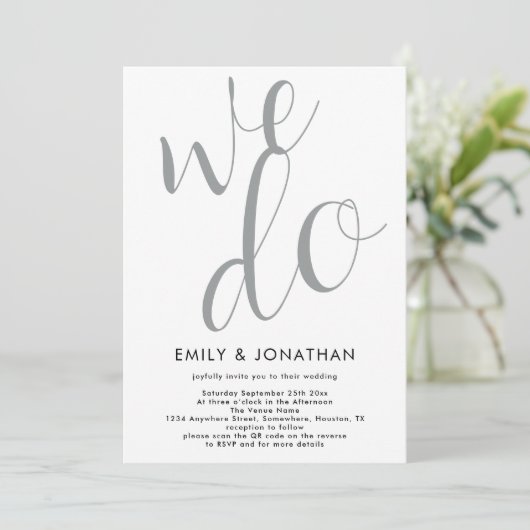 Invitation Calligraphie Nous faisons QR Code Mariage (Debout devant)