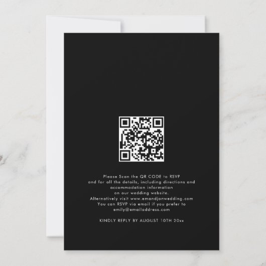 Invitation Calligraphie Nous faisons QR Code Mariage Noir (Dos)